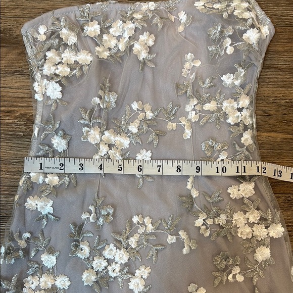 Lucy in the Sky Women's Size XS One Shoulder Dress with Gray Floral Embroidery - Picture 7 of 10